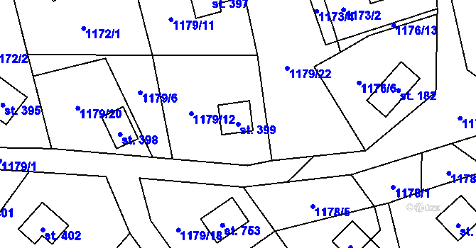 Parcela st. 399 v KÚ Vyšní Lhoty, Katastrální mapa