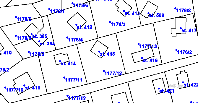 Parcela st. 415 v KÚ Vyšní Lhoty, Katastrální mapa