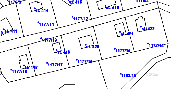 Parcela st. 420 v KÚ Vyšní Lhoty, Katastrální mapa