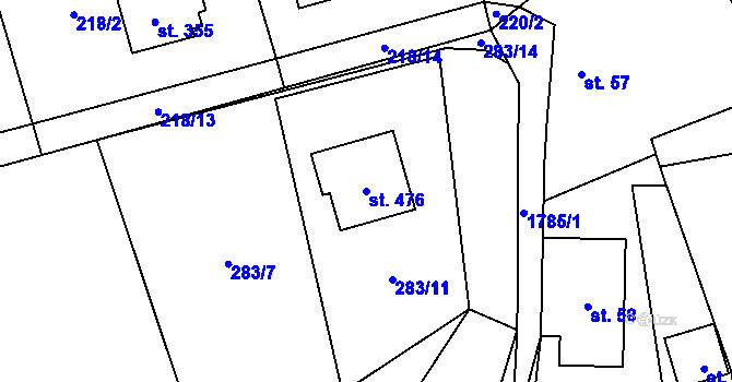 Parcela st. 476 v KÚ Vyšní Lhoty, Katastrální mapa