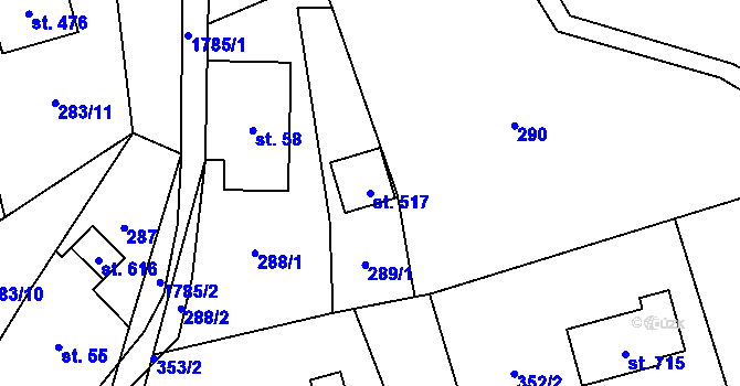 Parcela st. 517 v KÚ Vyšní Lhoty, Katastrální mapa