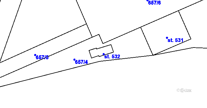 Parcela st. 532 v KÚ Vyšní Lhoty, Katastrální mapa