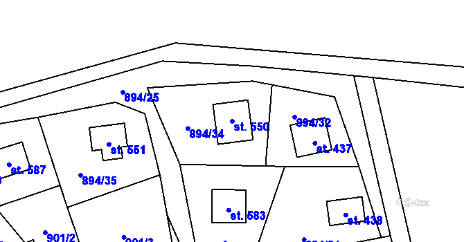 Parcela st. 550 v KÚ Vyšní Lhoty, Katastrální mapa