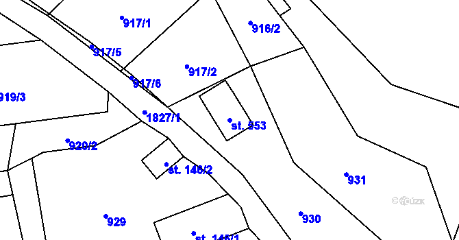 Parcela st. 553 v KÚ Vyšní Lhoty, Katastrální mapa