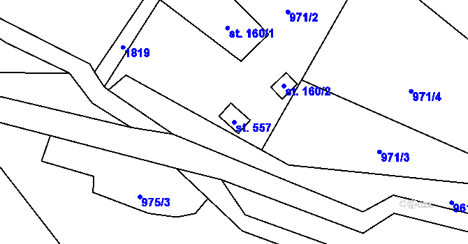 Parcela st. 557 v KÚ Vyšní Lhoty, Katastrální mapa