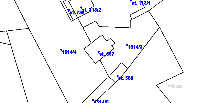 Parcela st. 567 v KÚ Vyšní Lhoty, Katastrální mapa