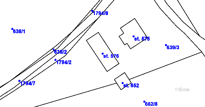 Parcela st. 576 v KÚ Vyšní Lhoty, Katastrální mapa