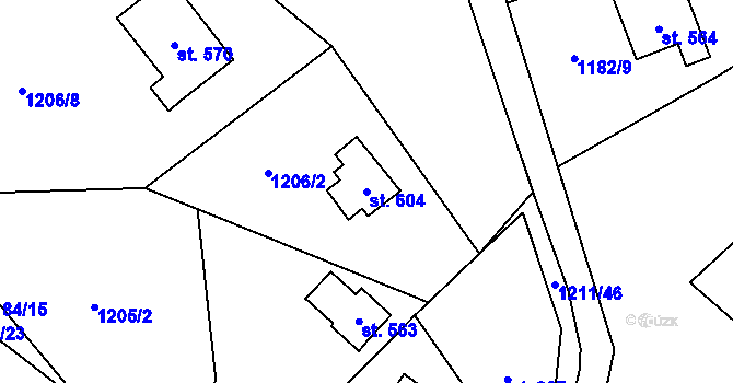 Parcela st. 604 v KÚ Vyšní Lhoty, Katastrální mapa