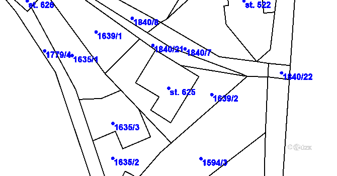 Parcela st. 625 v KÚ Vyšní Lhoty, Katastrální mapa