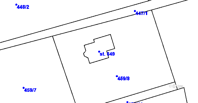 Parcela st. 649 v KÚ Vyšní Lhoty, Katastrální mapa