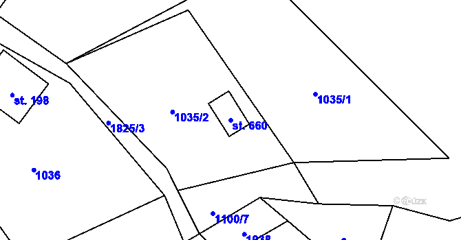 Parcela st. 660 v KÚ Vyšní Lhoty, Katastrální mapa