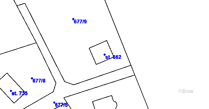 Parcela st. 662 v KÚ Vyšní Lhoty, Katastrální mapa