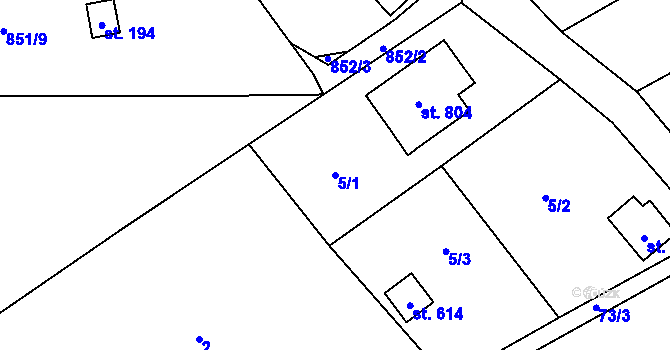 Parcela st. 5/1 v KÚ Vyšní Lhoty, Katastrální mapa