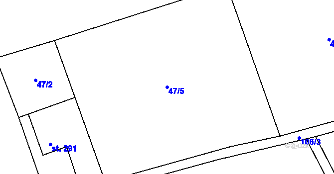 Parcela st. 47/5 v KÚ Vyšní Lhoty, Katastrální mapa
