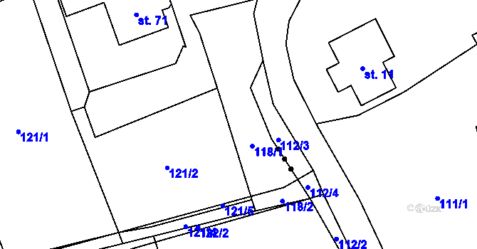 Parcela st. 118 v KÚ Vyšní Lhoty, Katastrální mapa