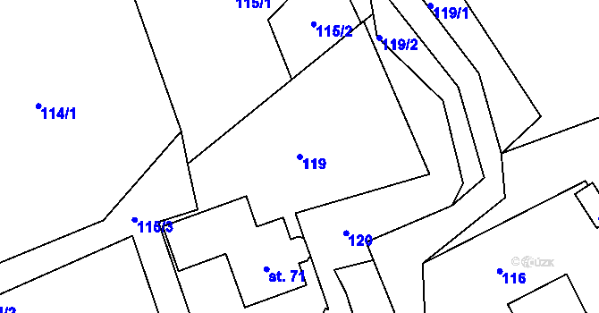 Parcela st. 119 v KÚ Vyšní Lhoty, Katastrální mapa