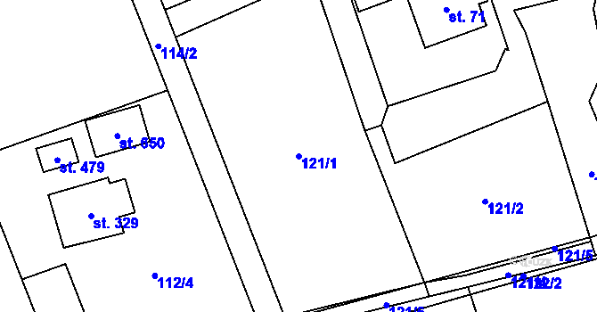 Parcela st. 121/1 v KÚ Vyšní Lhoty, Katastrální mapa