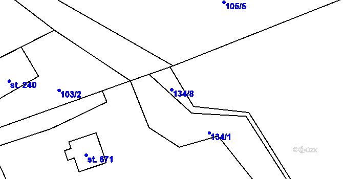 Parcela st. 134/8 v KÚ Vyšní Lhoty, Katastrální mapa