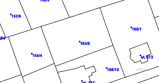 Parcela st. 165/8 v KÚ Vyšní Lhoty, Katastrální mapa