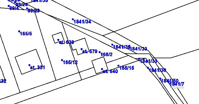 Parcela st. 168/2 v KÚ Vyšní Lhoty, Katastrální mapa
