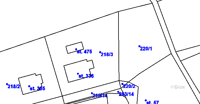 Parcela st. 218/3 v KÚ Vyšní Lhoty, Katastrální mapa