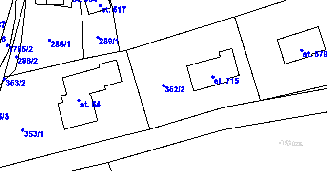 Parcela st. 352/2 v KÚ Vyšní Lhoty, Katastrální mapa