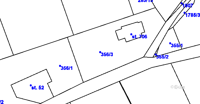 Parcela st. 356/3 v KÚ Vyšní Lhoty, Katastrální mapa