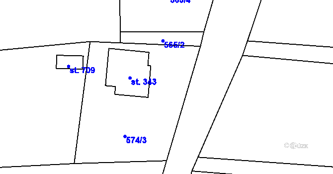 Parcela st. 574/4 v KÚ Vyšní Lhoty, Katastrální mapa