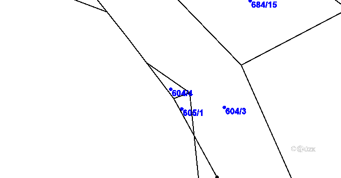 Parcela st. 604/4 v KÚ Vyšní Lhoty, Katastrální mapa
