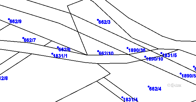 Parcela st. 662/10 v KÚ Vyšní Lhoty, Katastrální mapa