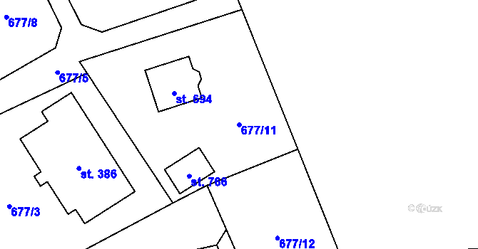 Parcela st. 677/11 v KÚ Vyšní Lhoty, Katastrální mapa