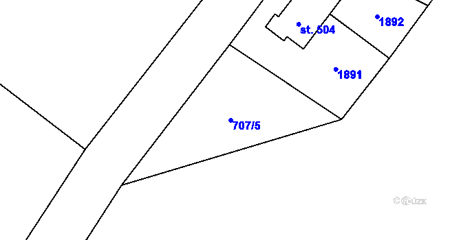Parcela st. 707/5 v KÚ Vyšní Lhoty, Katastrální mapa