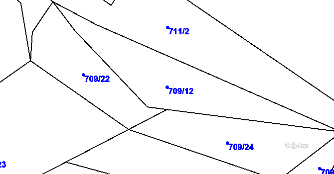 Parcela st. 709/12 v KÚ Vyšní Lhoty, Katastrální mapa
