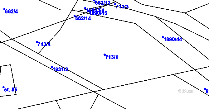 Parcela st. 713/1 v KÚ Vyšní Lhoty, Katastrální mapa