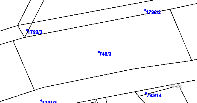 Parcela st. 748/3 v KÚ Vyšní Lhoty, Katastrální mapa