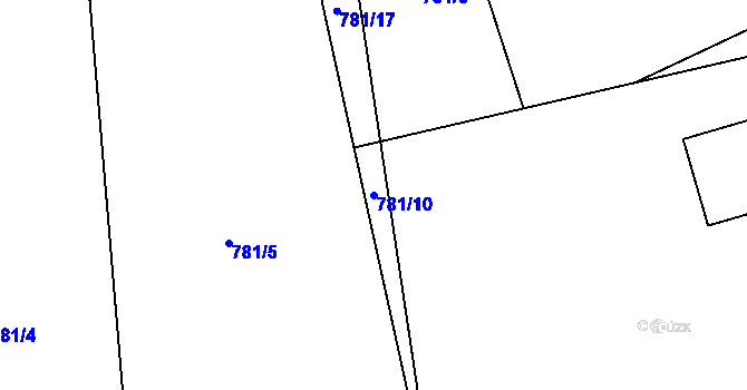 Parcela st. 781/10 v KÚ Vyšní Lhoty, Katastrální mapa