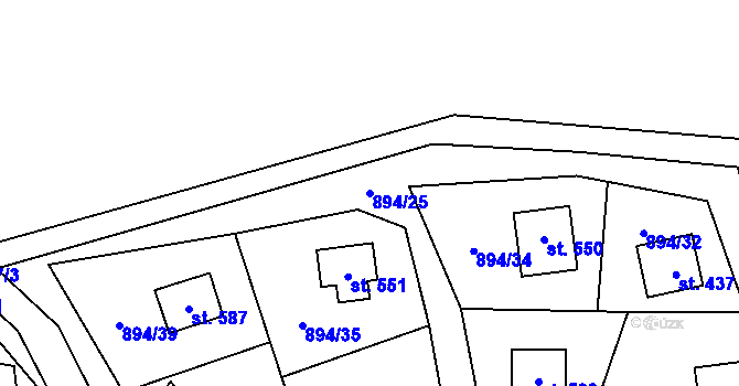 Parcela st. 894/25 v KÚ Vyšní Lhoty, Katastrální mapa