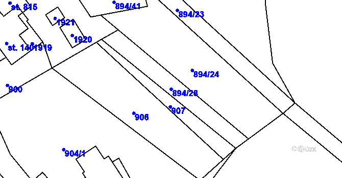Parcela st. 894/28 v KÚ Vyšní Lhoty, Katastrální mapa