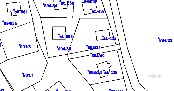 Parcela st. 894/31 v KÚ Vyšní Lhoty, Katastrální mapa