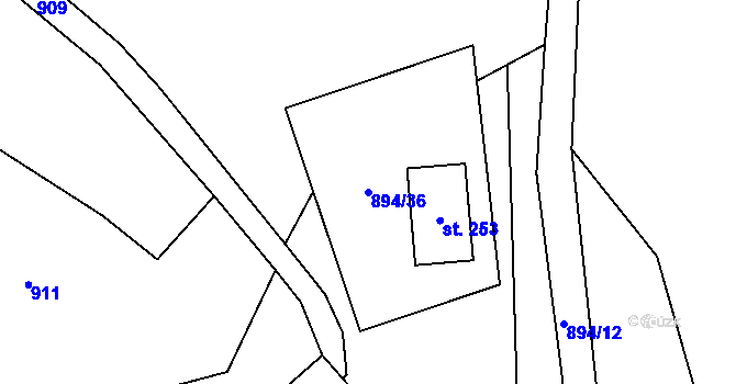 Parcela st. 894/36 v KÚ Vyšní Lhoty, Katastrální mapa