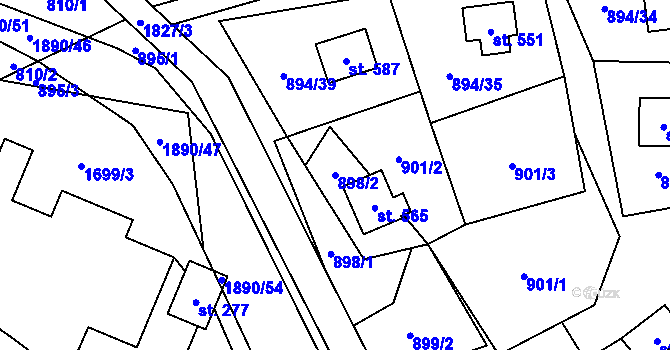 Parcela st. 898/2 v KÚ Vyšní Lhoty, Katastrální mapa
