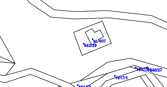 Parcela st. 952/28 v KÚ Vyšní Lhoty, Katastrální mapa
