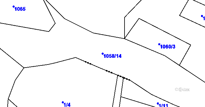 Parcela st. 1058/14 v KÚ Vyšní Lhoty, Katastrální mapa