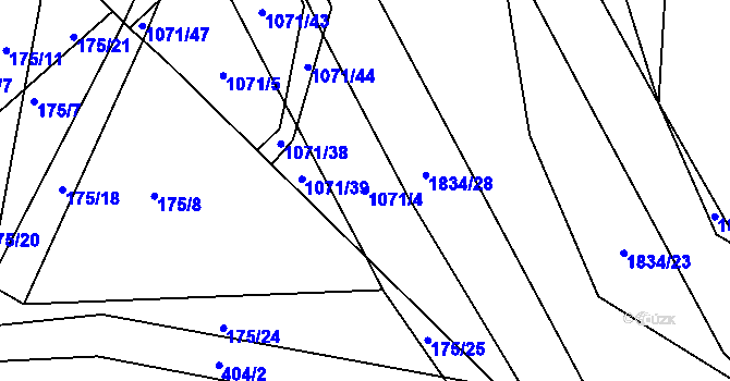Parcela st. 1071/4 v KÚ Vyšní Lhoty, Katastrální mapa