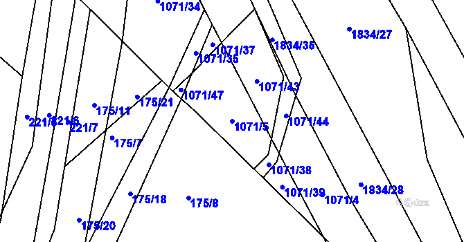 Parcela st. 1071/5 v KÚ Vyšní Lhoty, Katastrální mapa