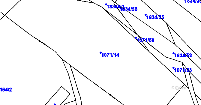 Parcela st. 1071/14 v KÚ Vyšní Lhoty, Katastrální mapa