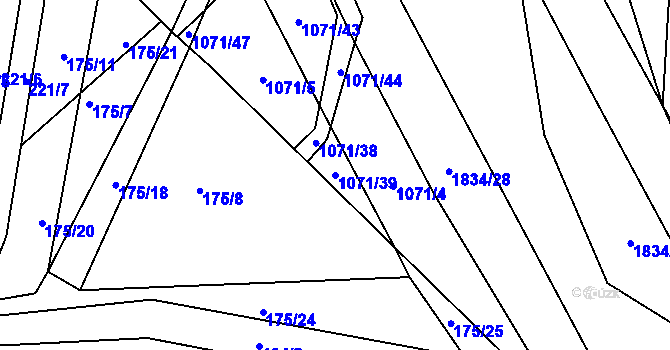 Parcela st. 1071/39 v KÚ Vyšní Lhoty, Katastrální mapa