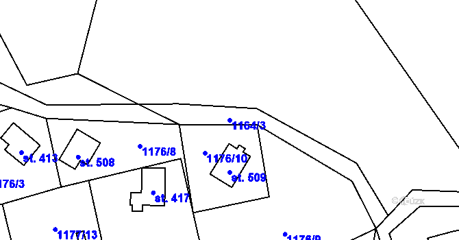 Parcela st. 1164/3 v KÚ Vyšní Lhoty, Katastrální mapa