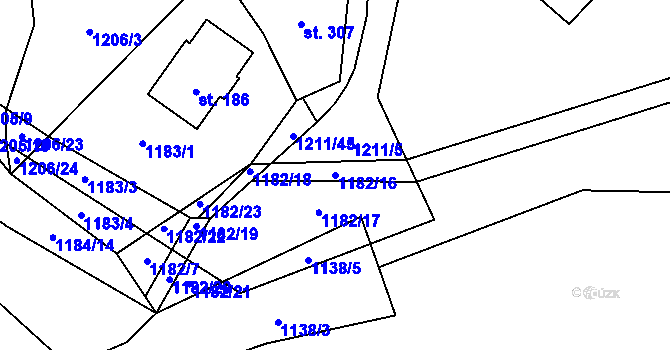 Parcela st. 1182/16 v KÚ Vyšní Lhoty, Katastrální mapa