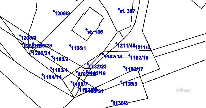 Parcela st. 1182/18 v KÚ Vyšní Lhoty, Katastrální mapa